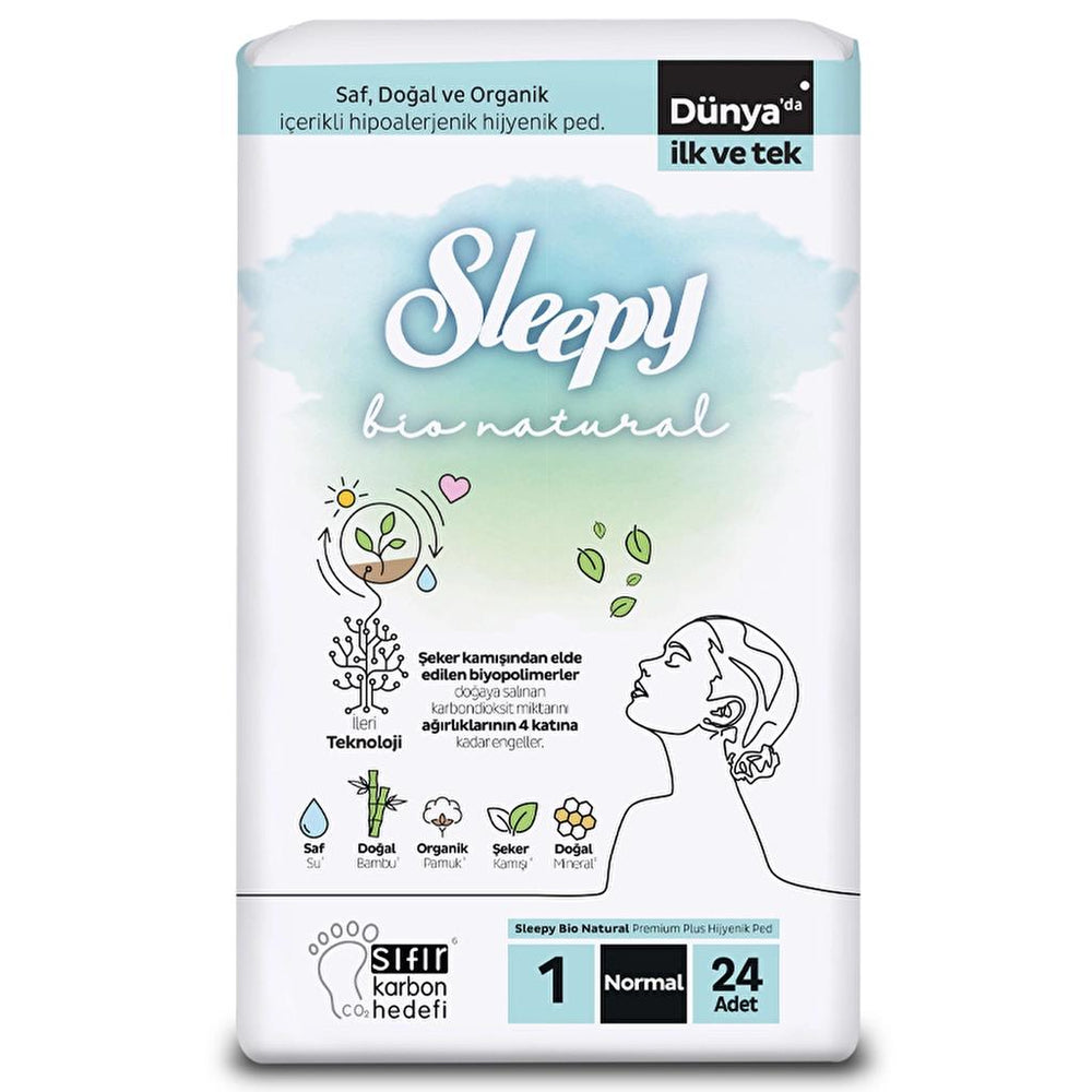 Sleepy Bio Natural Normal Sanitary Pads 24 Count