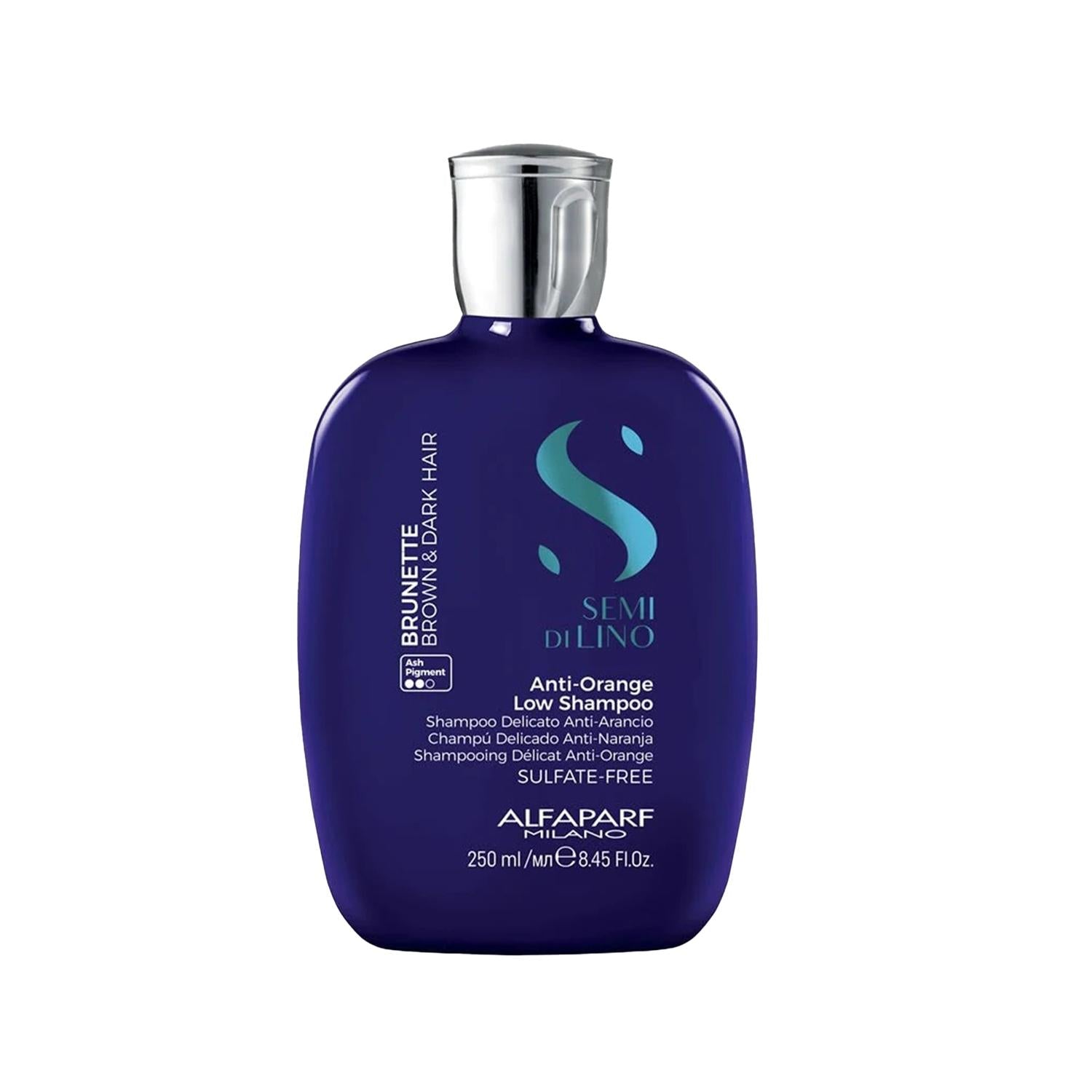 Alfaparf Semi Di Lino Brunette Anti-Orange Shampoo for Brunette Hair - 250ml, Reduces Frizz & Orange Tones Alfaparf Brunette Shampoo - Anti-Orange & Frizz Control Brunette hair shampoo, Anti-Orange shampoo, Frizz control shampoo, Semi Di Lino Brunette, Color protective shampoo, Hair care for brunette, Professional hair care products, Anti-frizz hair products, Color-treated hair care, Alfaparf products