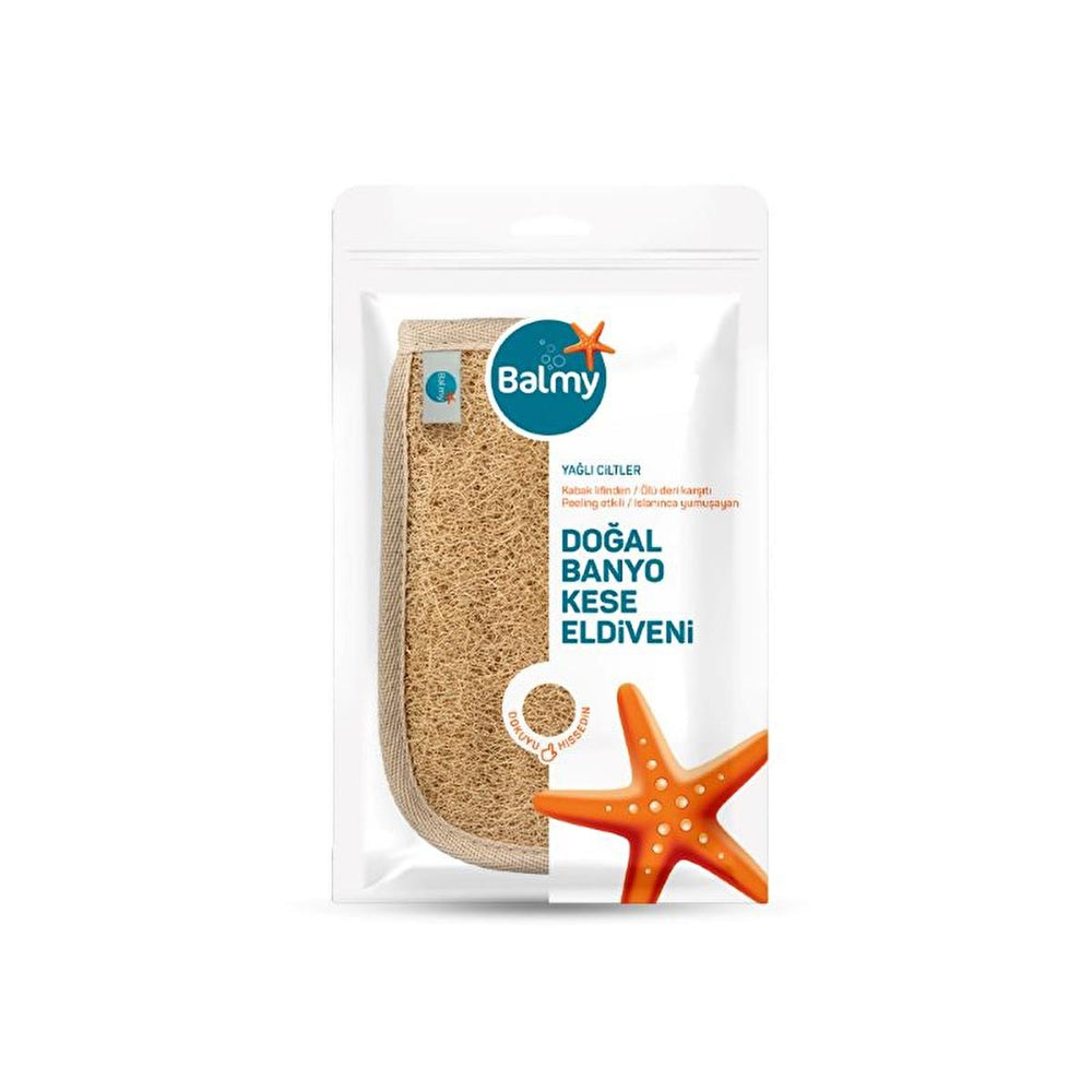 Balmy Exfoliating Bath Glove - Natural Loofah & Cotton, Exfoliates & Renews Skin, Turkish Bath Glove for Oily Skin - view 4
