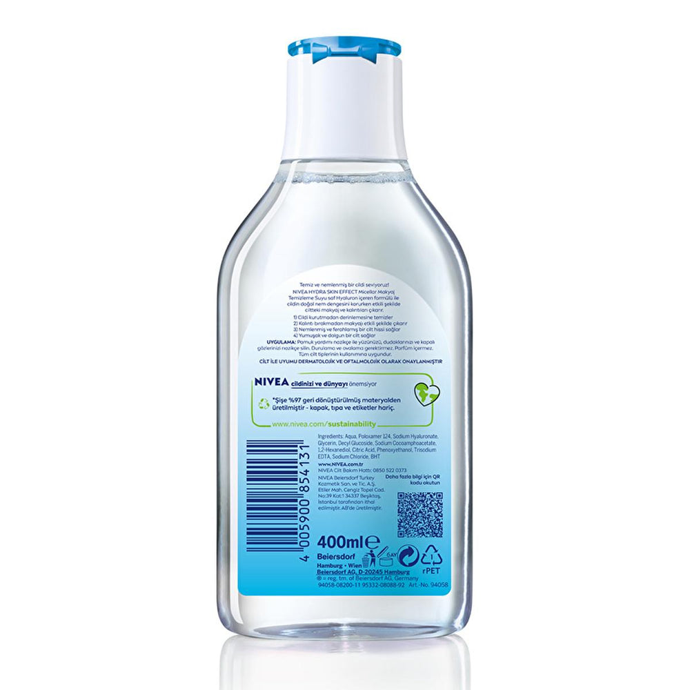 Nivea Hydra Skin Effect Micellar Makeup Cleansing Water - Gentle, Hydrating & Eco-Friendly Skincare for - Makeup Remover