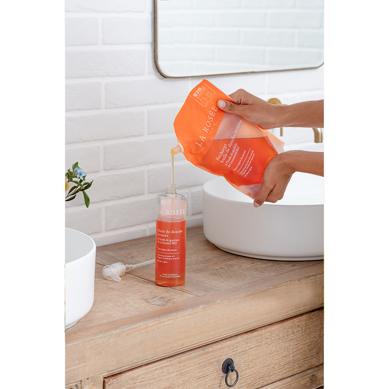 La Rosee Paris Cleansing Shower Oil Refill with Sunflower Oil 800 ml