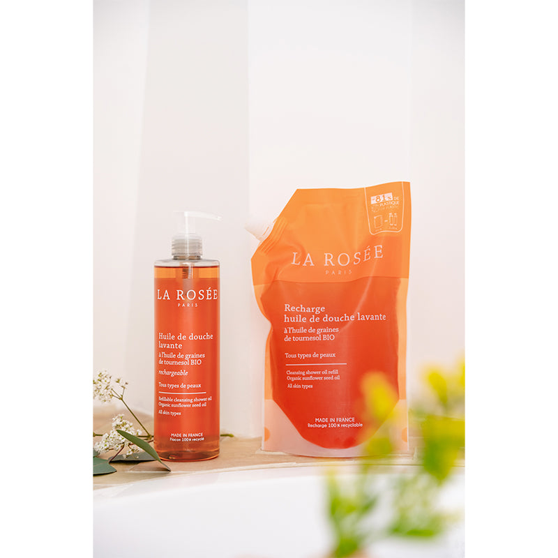 La Rosee Paris Cleansing Shower Oil Refill with Sunflower Oil 800 ml