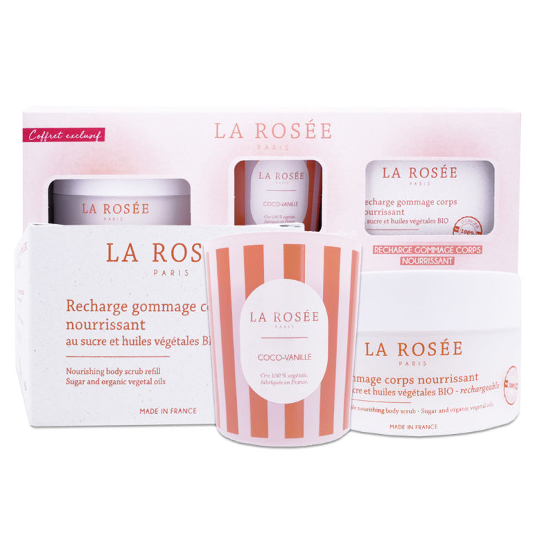La Rosee Paris Body Care Set with Nourishing Scrub & Candle