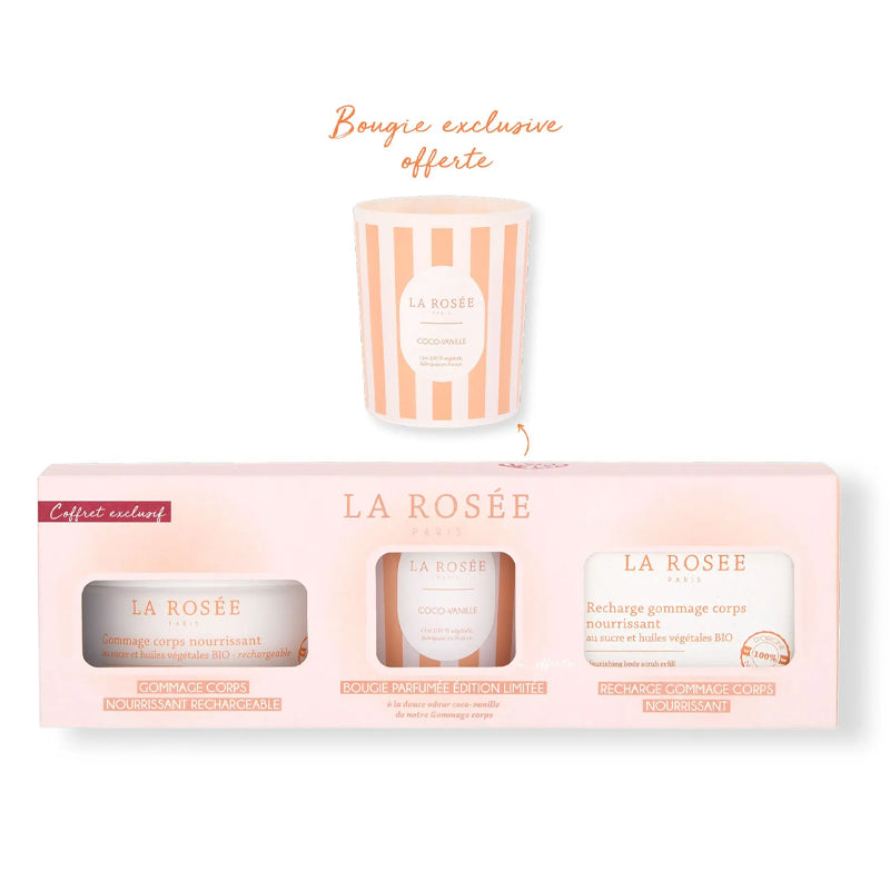 La Rosee Paris Body Care Set with Nourishing Scrub & Candle
