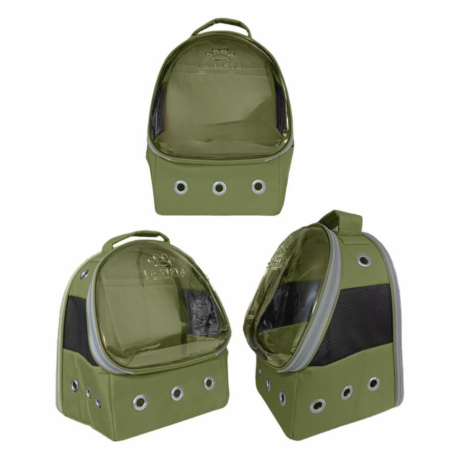 Lavista Dalton Fix Pet Carrier Bag with Clear Window Khaki