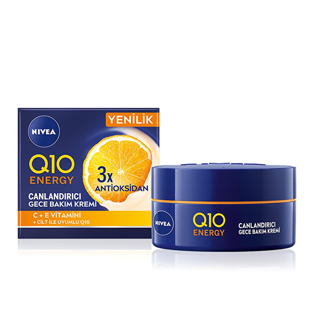Nivea Q10 Energy Night Cream with Vitamin C - Anti-Aging, Moisturizing Night Care for All Skin Types Nivea Q10 Energy Night Cream - Anti-Aging Skincare Nivea Q10 Energy Night Cream, Vitamin C Night Care, Anti-aging night cream, Moisturizing night cream, Dermatologically tested night cream, Night care cream, Skincare for anti-aging, Q10 Energy, Vitamin C skincare, Nighttime moisturizer, Anti-aging skincare, Skincare routine, Nivea skincare, Face cream, Night cream, Anti-aging face cream