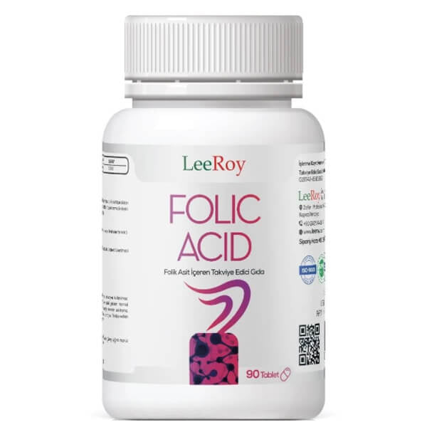 Leeroy Folic Acid Dietary Supplement for Daily Wellness 90 Tablets