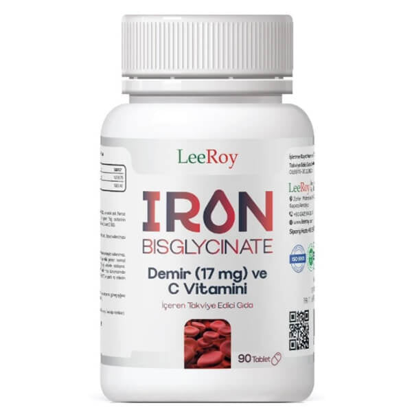 Leeroy Iron Bisglycinate with Vitamin C Support 90 Tablets