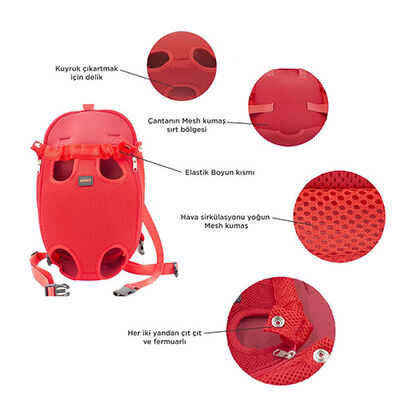 Lepus Space Dog Front Carrier Breathable Mesh Red Medium