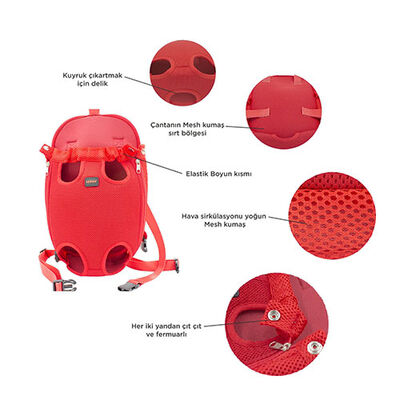 Lepus Space Dog Carrier Front Pack Breathable Mesh Red Small