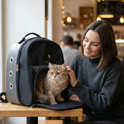 Lepus Astronaut Pet Carrier Bag Breathable Mesh Black