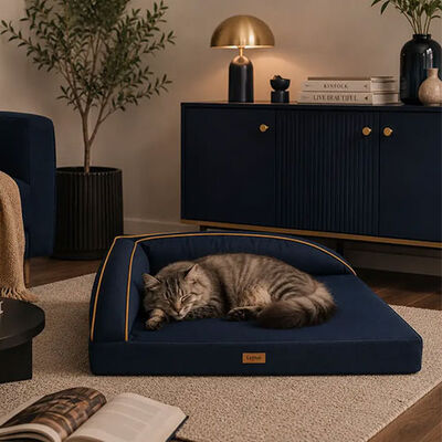 Lepus Corner Seat Pet Bed Space-Saving Navy Blue 54x77cm