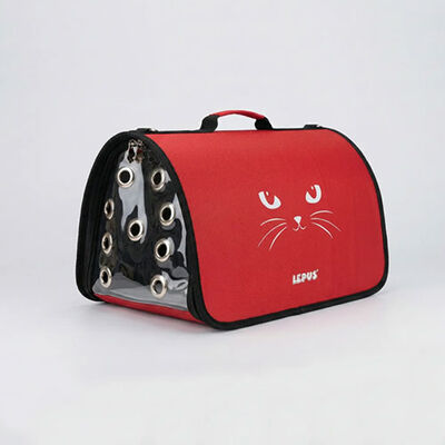 Lepus Fly Bag Red Cat Pattern Pet Carrier 25x40x25 cm