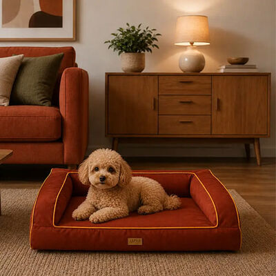 Lepus Sofa Pet Bed Durable Canvas Sofa Bed Tile Red 54x77 cm