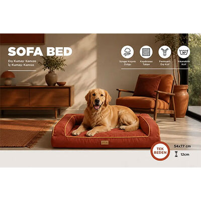 Lepus Sofa Pet Bed Durable Canvas Sofa Bed Tile Red 54x77 cm