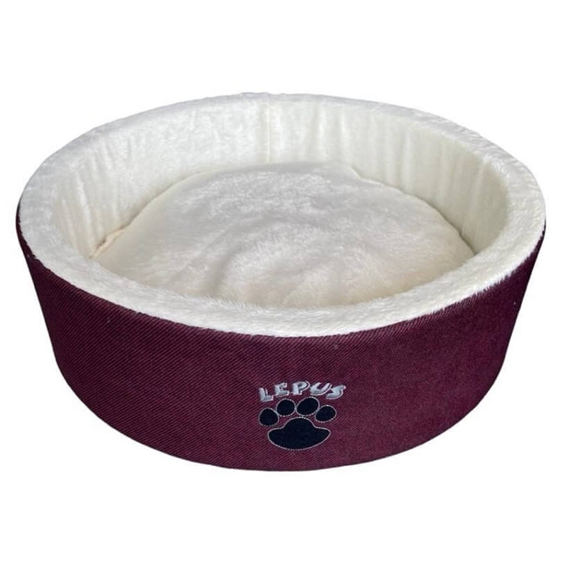 Lepus Mia Donut Pet Bed for Cats and Small Dogs Burgundy 50 cm