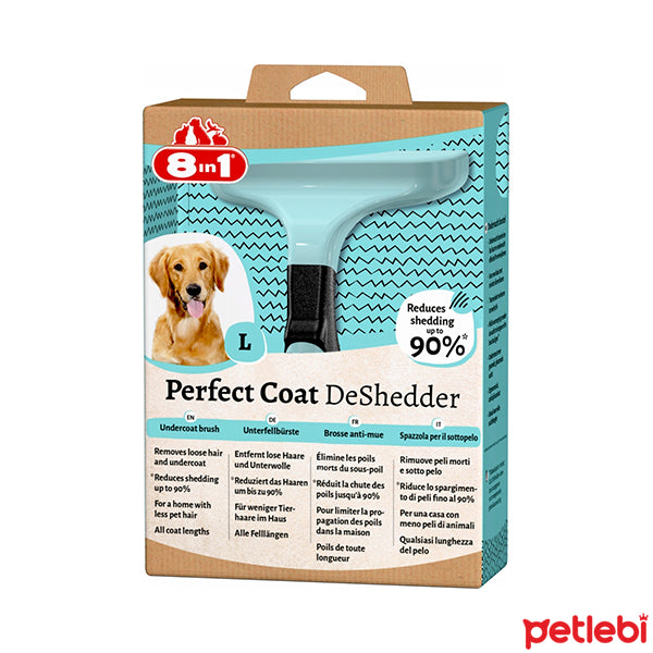 8in1 Perfect Coat DeShedder Large Long Hair Dog Brush Size L