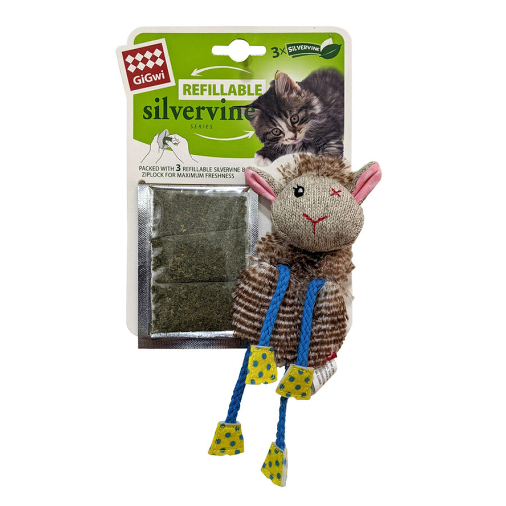GiGwi Refillable Catnip Sheep Plush Toy for Cats 16cm