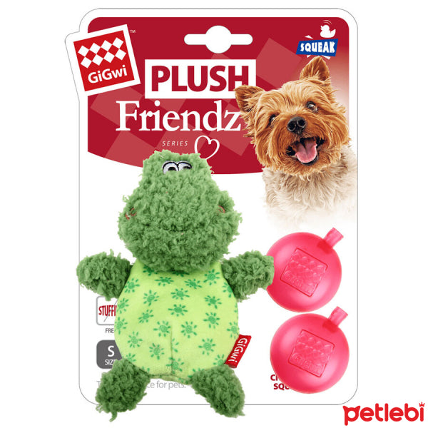 Gigwi Plush Friendz Squeaky Frog Dog Toy for Play 14cm