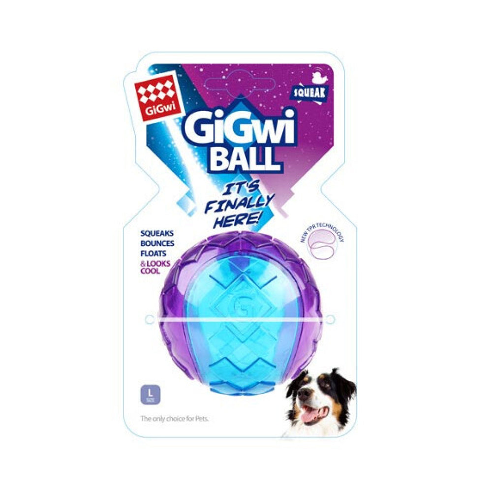 GiGwi Clear Hard Top Dog Toy 7cm Large Fetch Ball with Squeaker