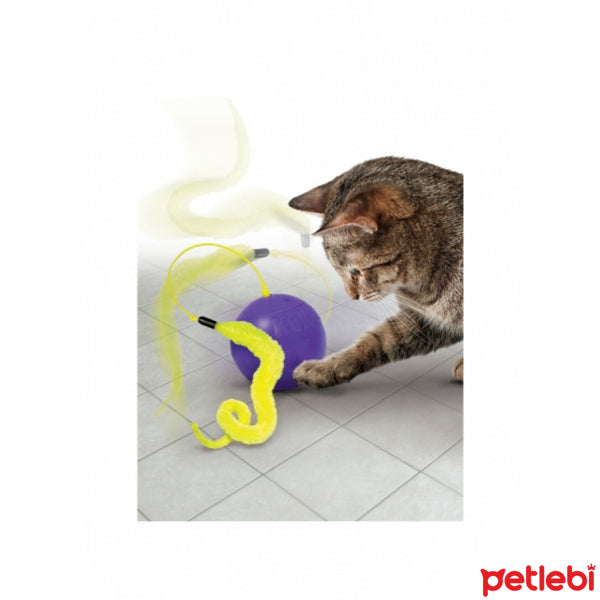 KONG Active Feather Top Plastic Ball Cat Toy Purple 8cm