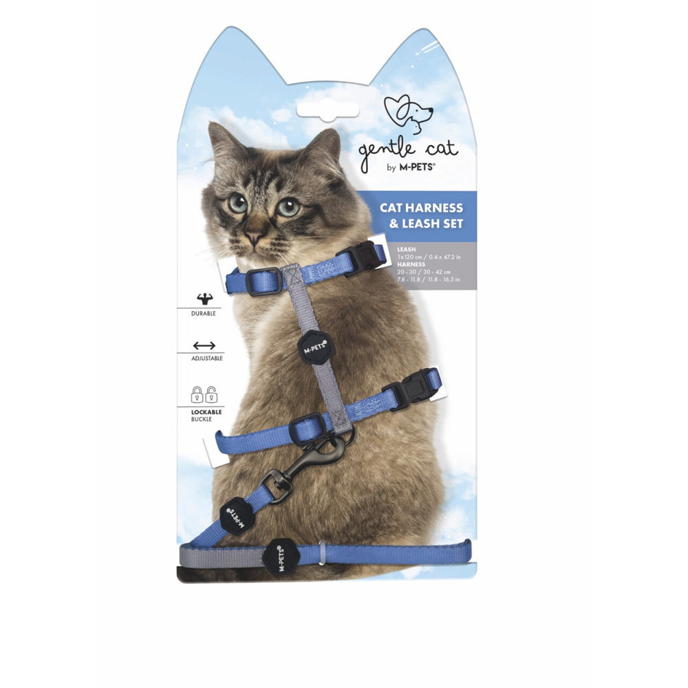 M-Pets Gentle Cat Harness and Leash Set Blue 120cm