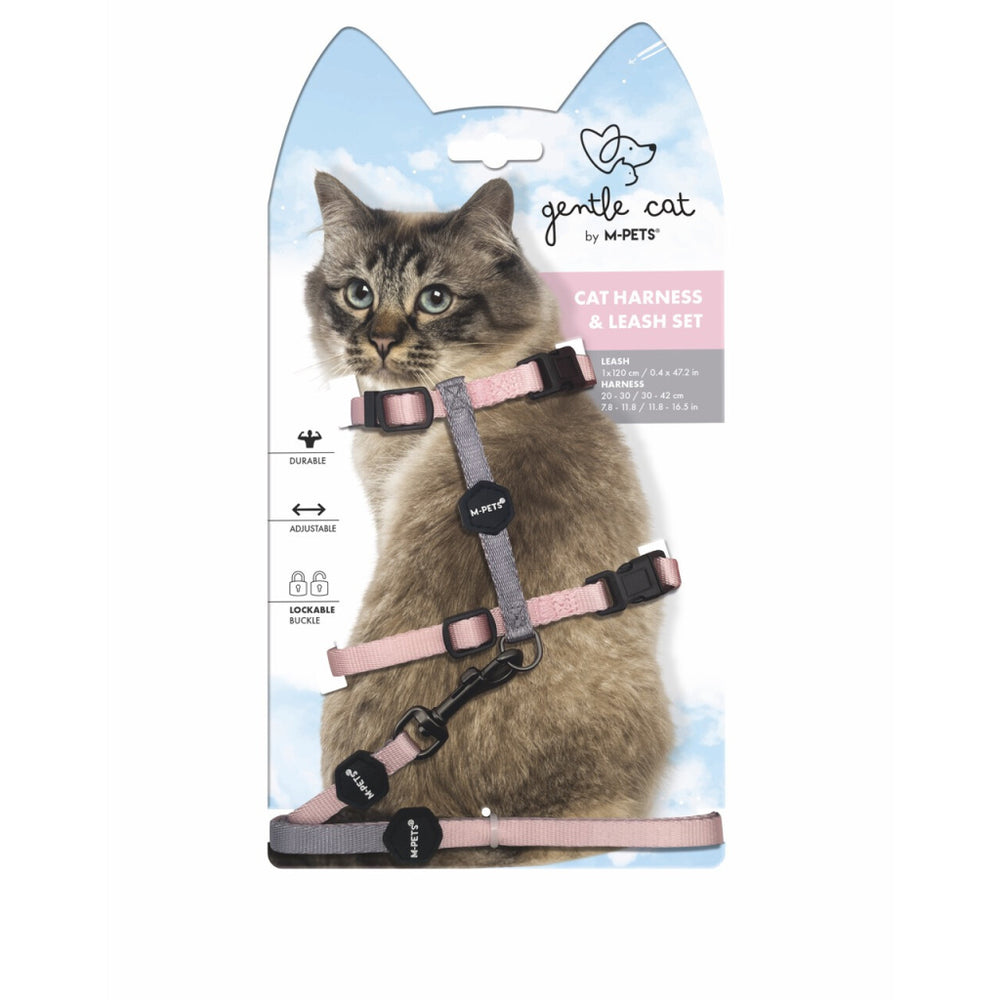 M-Pets Gentle Cat Harness and Leash Set Pink 120cm