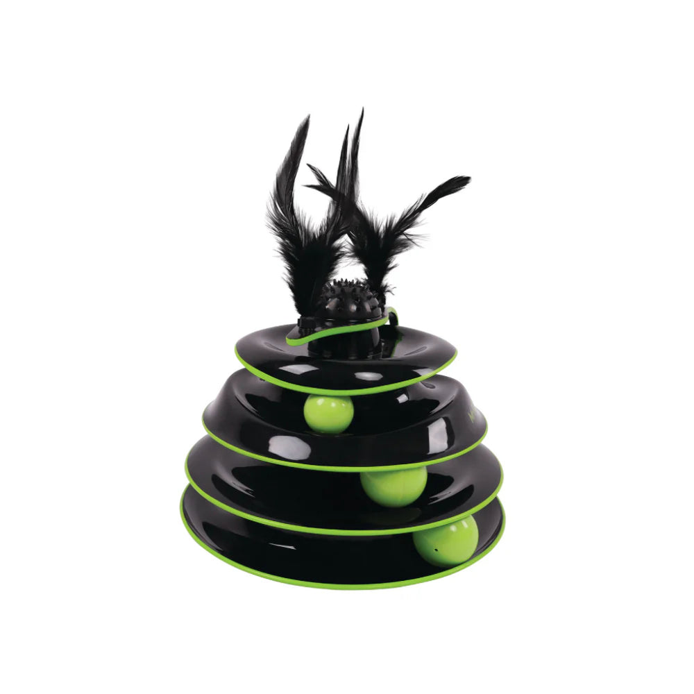 M-Pets Feathered Spinning Ball Cat Toy for Mental Play 23cm