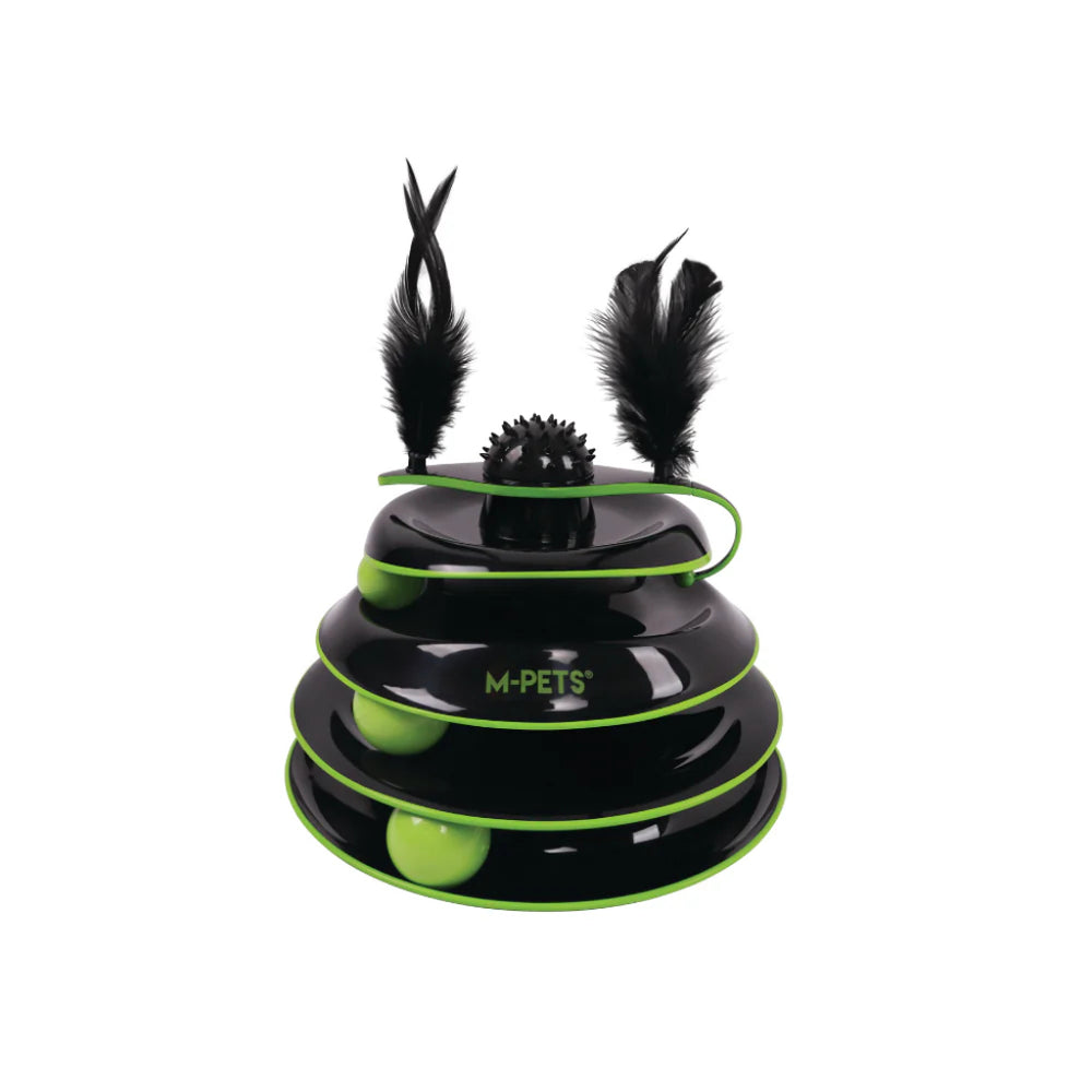 M-Pets Feathered Spinning Ball Cat Toy for Mental Play 23cm