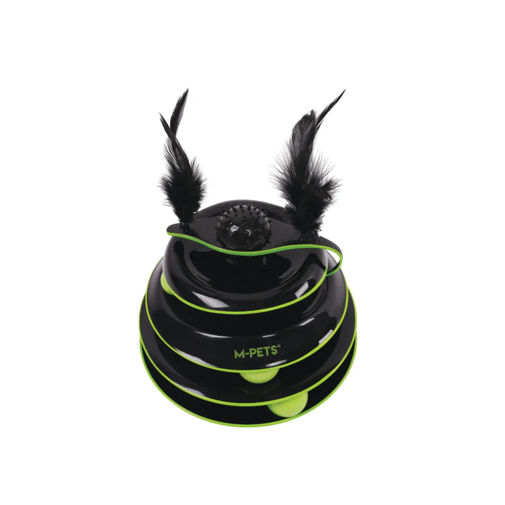 M-Pets Feathered Spinning Ball Cat Toy for Mental Play 23cm