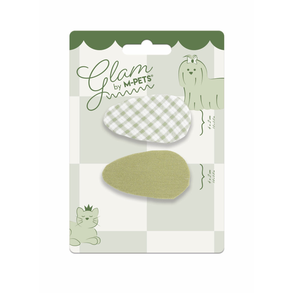 M-Pets Glam Patterned Hair Clip for Cats and Dogs Green