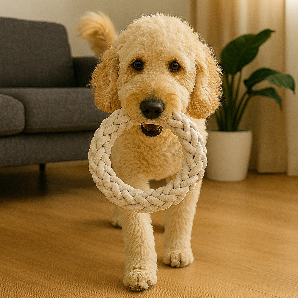 M-Pets Cotton Woven Ring Dog Toy Durable White 25cm