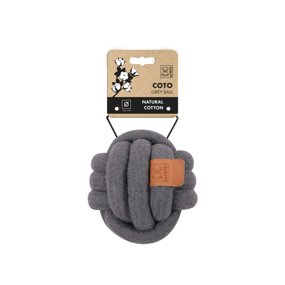 M-Pets Knitted Cotton Ball Dog Toy for Active Play 6.5cm Grey