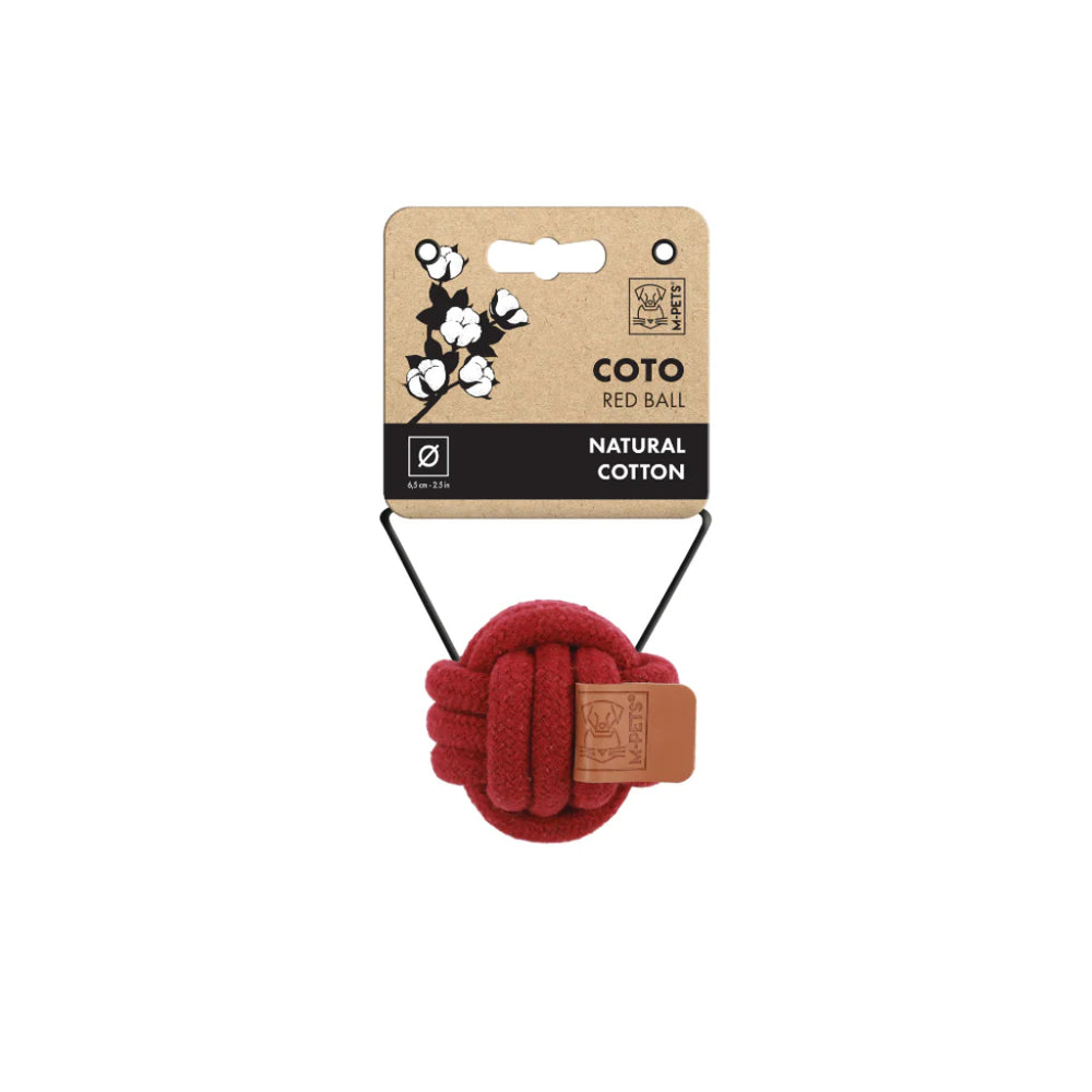 M-Pets Cotton Rope Ball Dog Toy for Dental Care Red 6.5cm