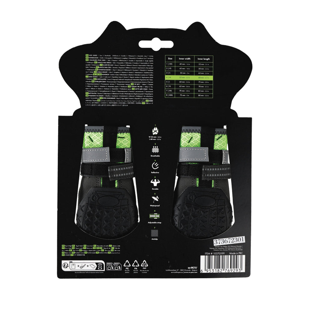 M-Pets Flexi Dog Shoe Green M - Non-Slip, Breathable, Reflective