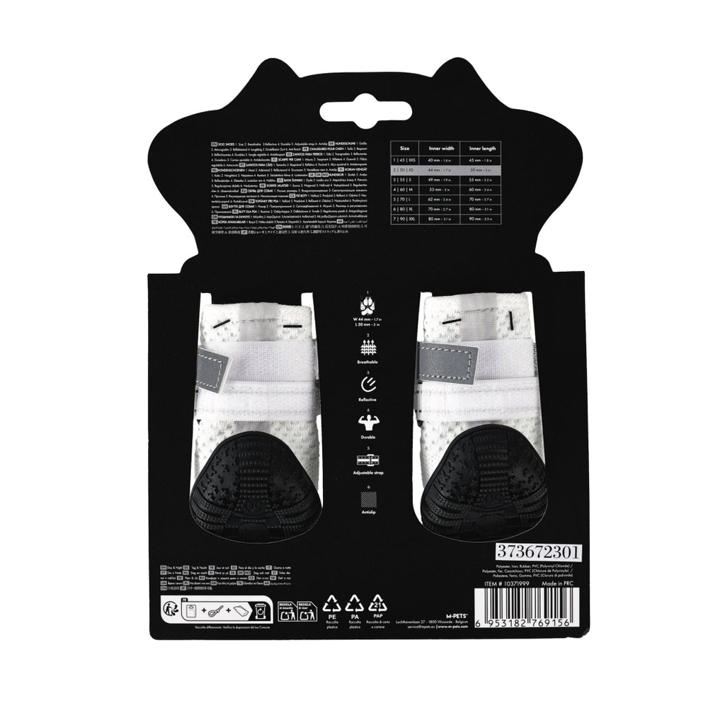 M-Pets Flexi Dog Shoe White XS - Breathable, Non-Slip, Reflective