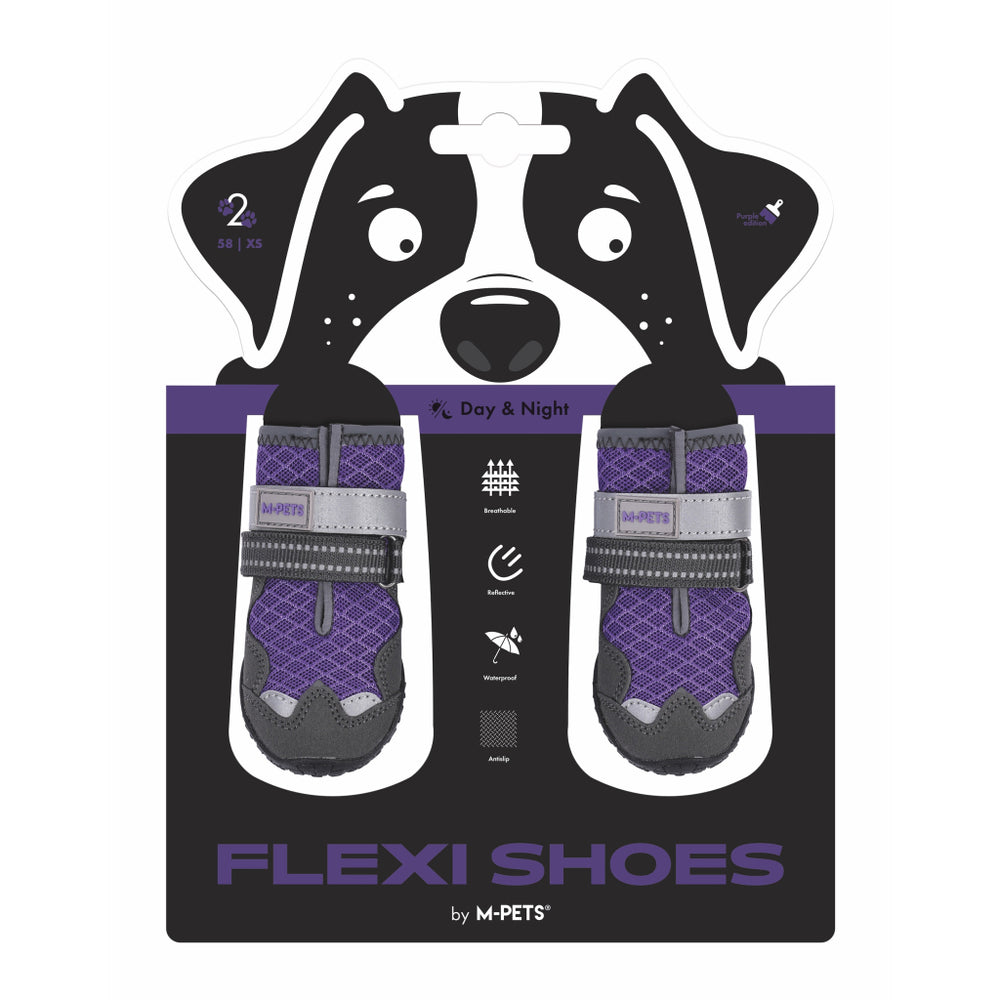 M-Pets Flexi Dog Shoes Purple XS - Non-Slip Breathable Paw Protection