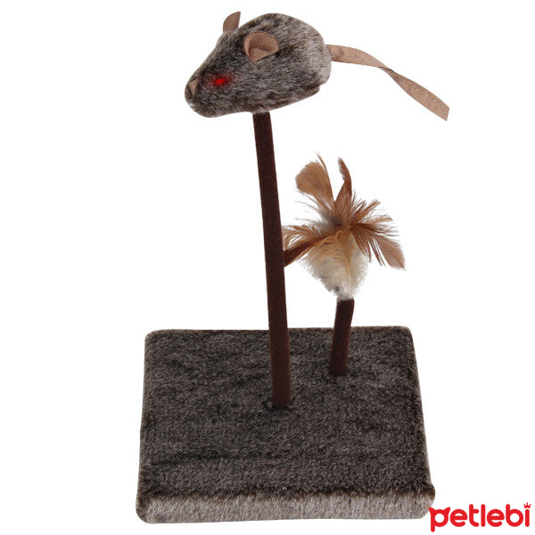 Pawise Spring Mouse Cat Toy with Feathers 17cm