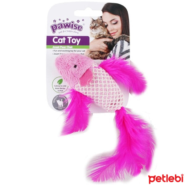 Pawise Plush Fish Cat Toy with Catnip and Feathers 9cm