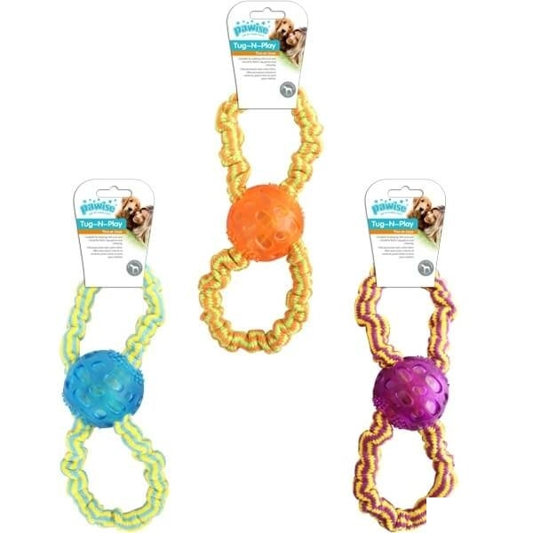 Pawise Double Rope Ball Tug Toy for Active Play