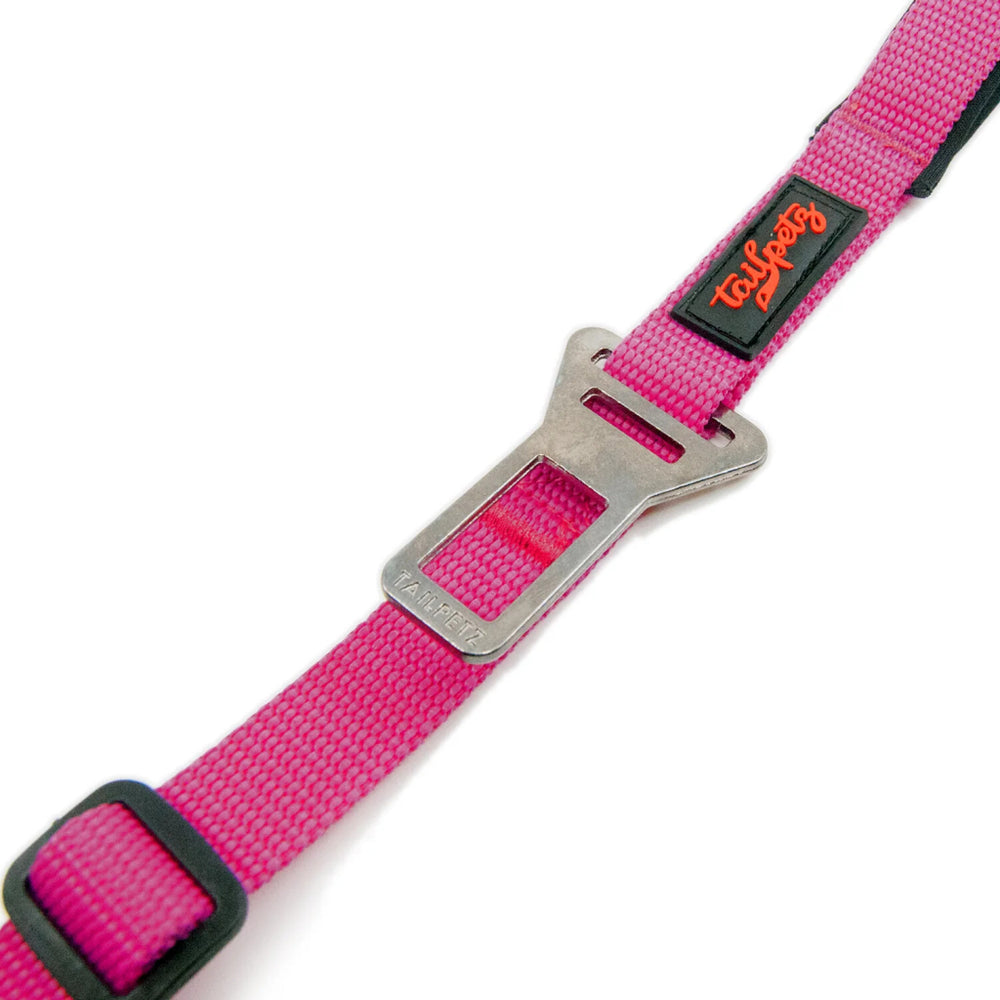 Tailpetz Fuchsia Pet Leash with Seat Belt Buckle Size M
