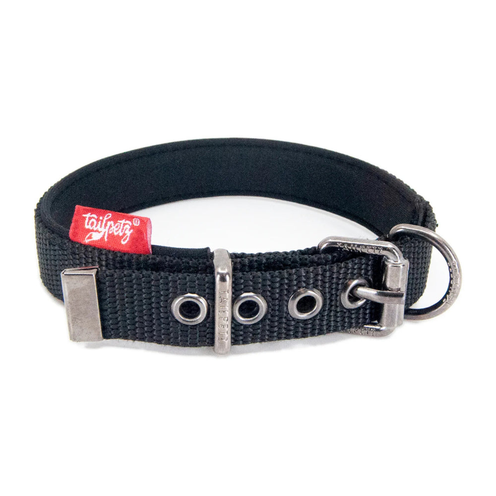 Tailpetz Comfy Soft Textured Dog Collar (Black) [S]