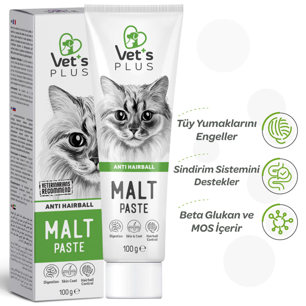 Vet's Plus Anti-Hairball Malt Paste for Cats 100g