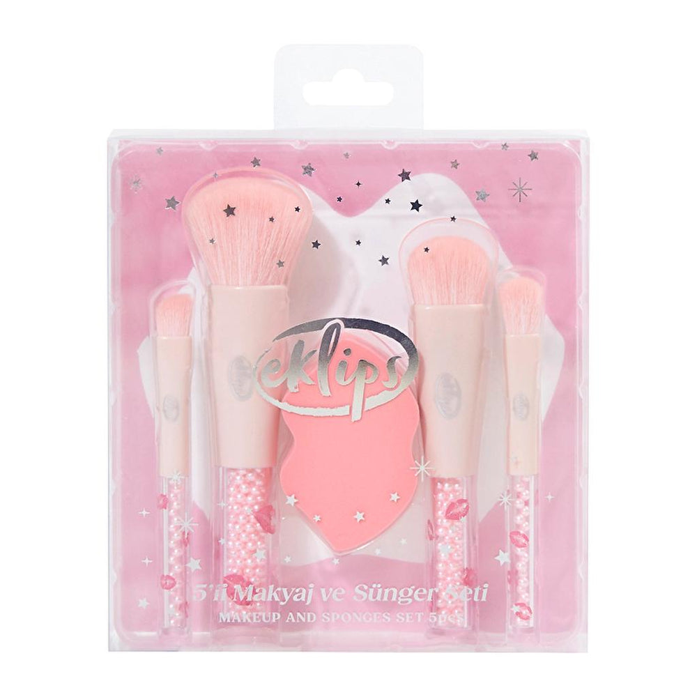 Eklips 5-Piece Makeup Brush and Sponge Set