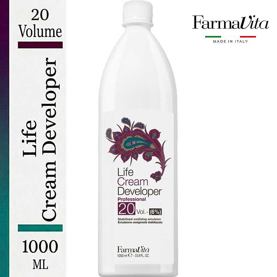 Farmavita Life Cream Developer 20 Volume for Hair Coloring 1000ml