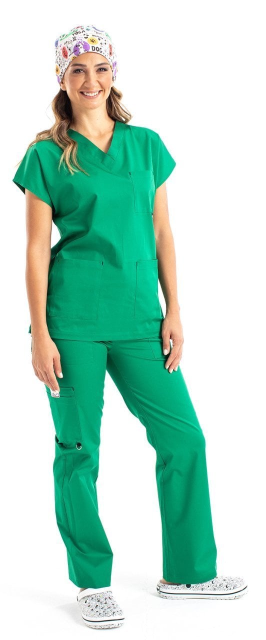 Labor Dr. Elastik Women's Lycra Surgical Scrubs Set Grass Green