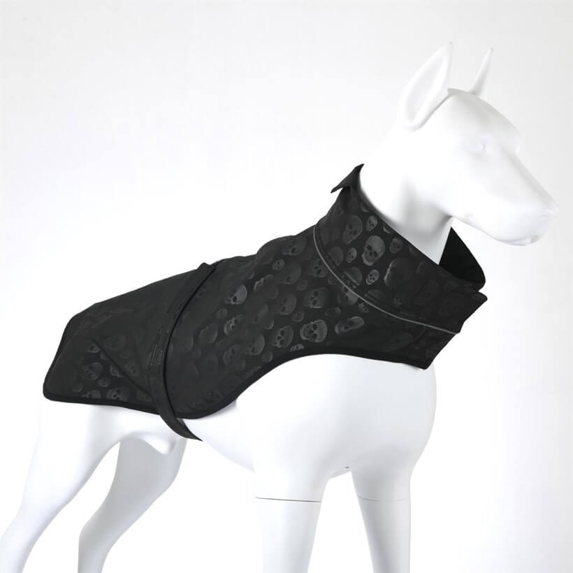 Lindo SoftShell Black Skull Dog Raincoat Water Repellent Size 2