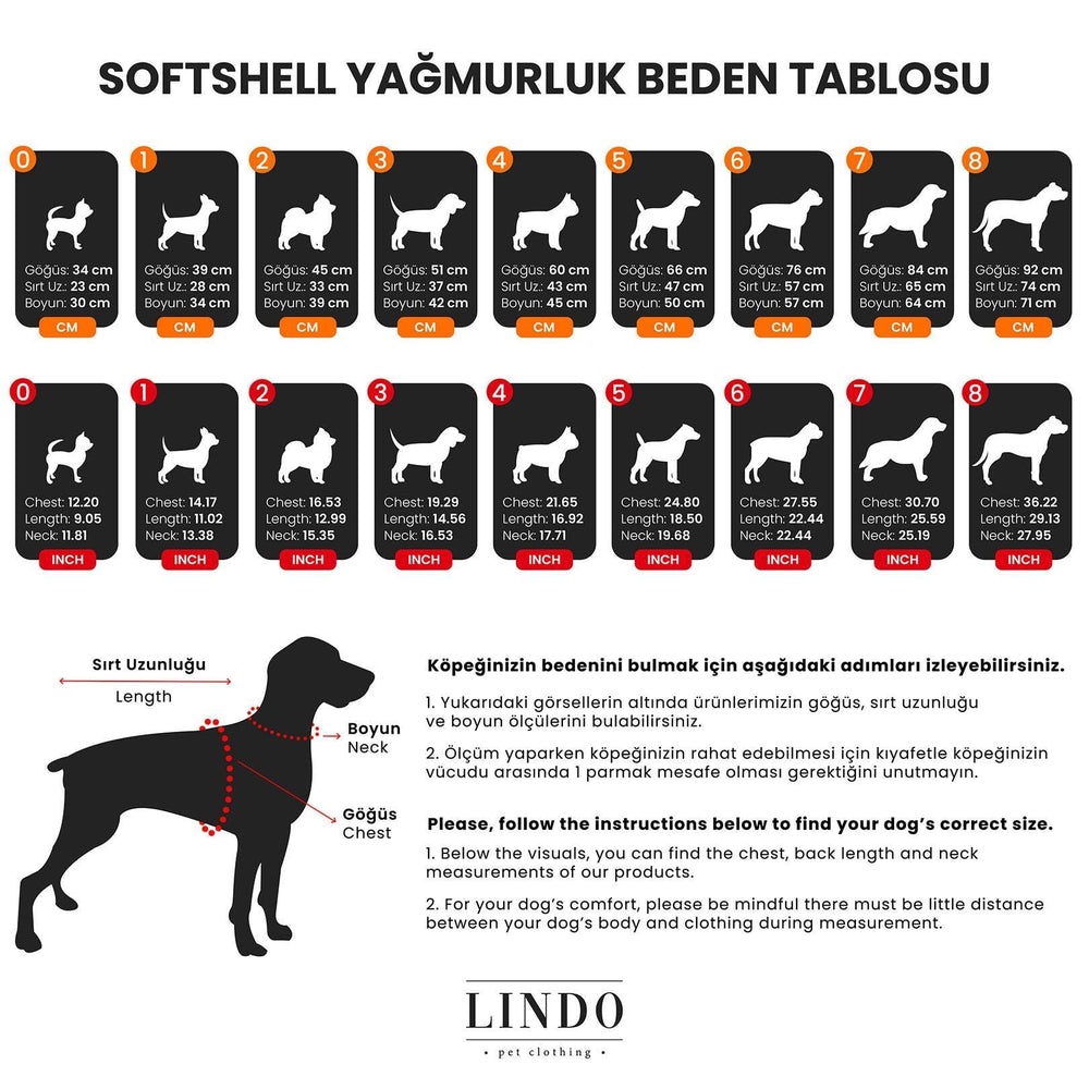 Lindo SoftShell Magnetic Dog Raincoat Water Repellent Size 7