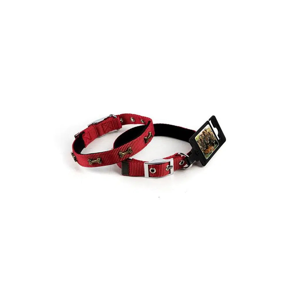 Lion Soft Texture Metal Bone Pattern Dog Collar 55 cm