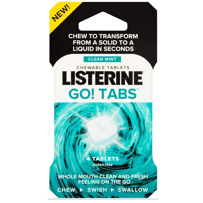 Listerine Go Tabs Clean Mint Chewable Tablets 4 Count